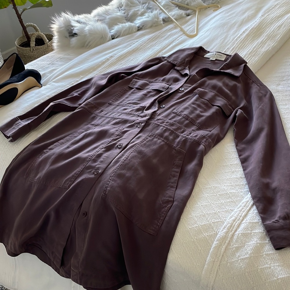 Cloth & Stone, button down shirt dress XS, burgundy